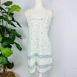 O’NEIL Floral Lace Crochet Blue Mini Open Back Dress